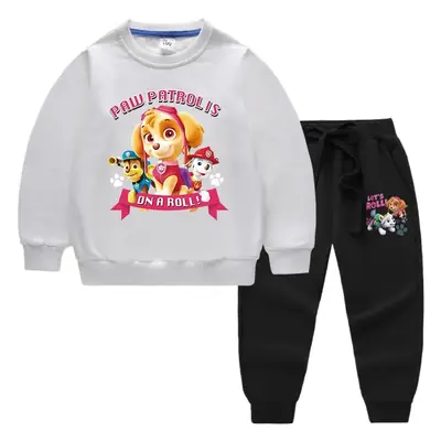 Kids Cartoon Sweatshirt Trousers Set Pink Black Cotton