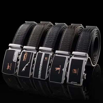 Men's Croc Leather Belt with X-Logo