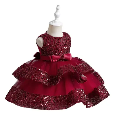 Purple Sequins Princess Dress for Girls One Year Old
