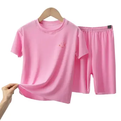 2 Pcs Black Casual Boys Girls Shorts Suit Medium Large