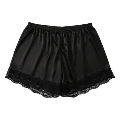 Women's Black Lace Satin Anti-Running Shorts