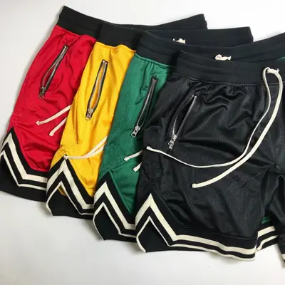 Men's Mesh Sports Shorts Red Yellow Green Black Loose Fit
