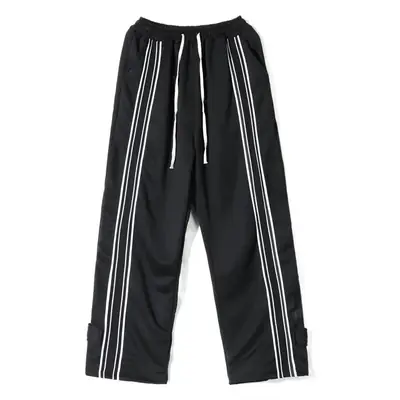 Men White Track Pants with Black Stripes
