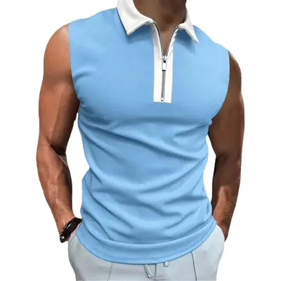 Men's Black Sleeveless Polo Top 2023