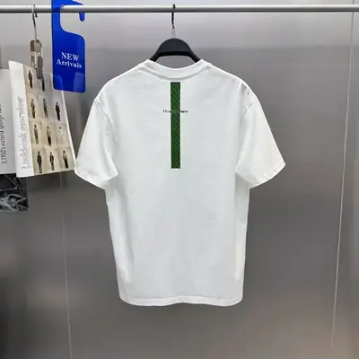 Men White Letter Printed T-Shirt Short Sleeve