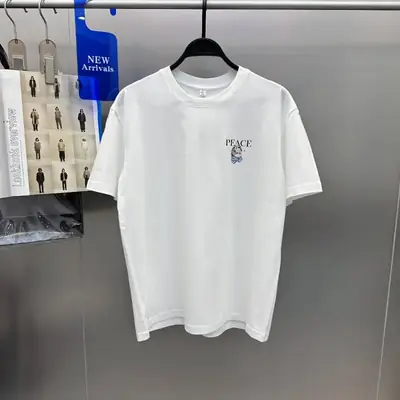 Men White Short Sleeve T-Shirt with Brand Logo