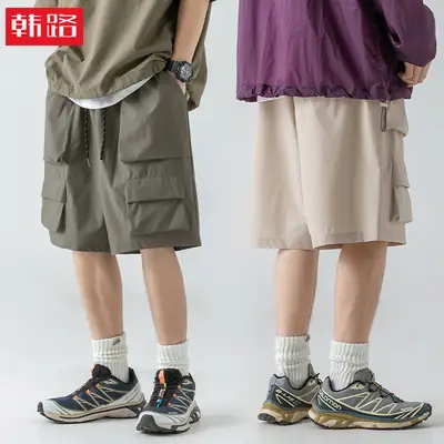 Men's Japanese Style Cargo Shorts Olive Green