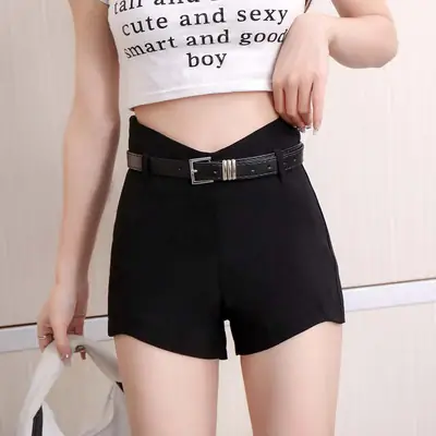 Black Tight High Waist Elastic Shorts for Women