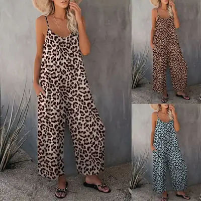 2025 Women's Leopard Print Sleeveless Jumpsuit