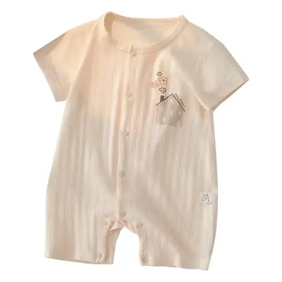 Baby Jumpsuit Summer Short Sleeve Cotton Beige