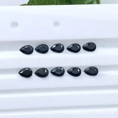 Natural Black Sapphire Pear-Shaped Rings 3X5Mm