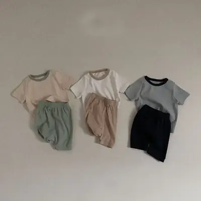 Korean-style Cotton Shorts Set for Boys Girls Summer