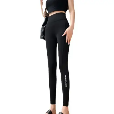 Women Shark Skin Leggings Black High Waist Slim Fit