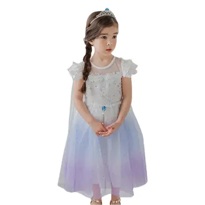 Elsa Princess Dress for Girls Short Sleeve New Frozen