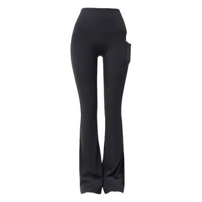 Black Pocket Flared Wide Leggings for Women