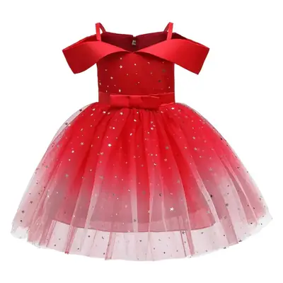 Pink Sequin Off-Shoulder Girls Dress for School