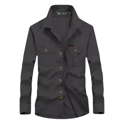 Men's 2023 Pure Cotton Beige Long Sleeve Shirt
