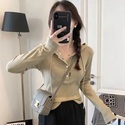 Women Hooded Long Sleeve Slim Fit T-Shirt New Spring Style