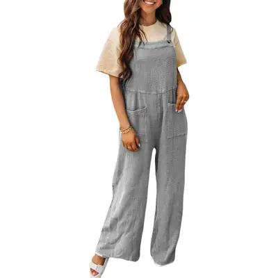 2025 Women's Navy Blue Loose Strap Pants Casual Summer