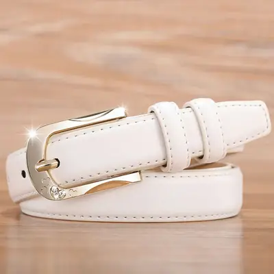 White D-Shape Belt Buckle for Women