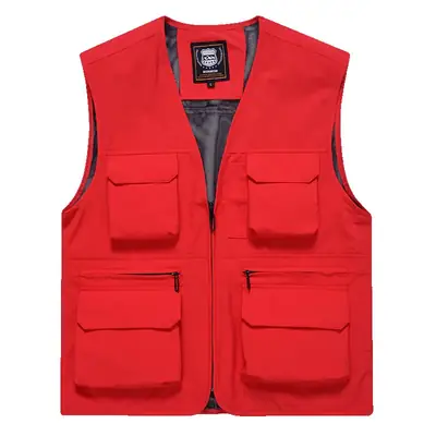 Men's Neon Zip Vest with 4 Flap Pockets Large