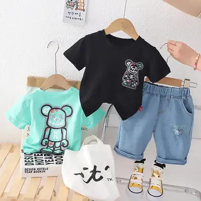 New Short Sleeve Boys T-Shirt & Denim Shorts Set 0-5Y