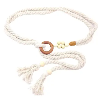 Pink Rope Belt with Wooden Beads for Women