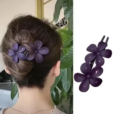 Purple Rhinestone Butterfly Hairpin with Duckbill Clip