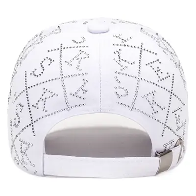 White Diamond-Encrusted Letter Baseball Cap for Women