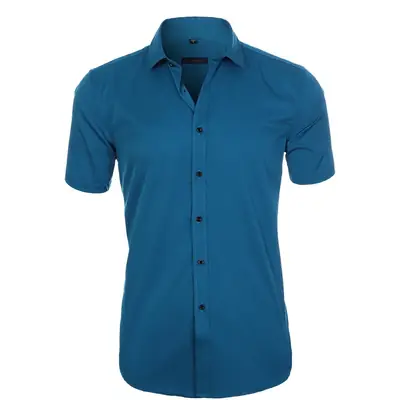 Men Maroon Button Short Sleeve Business Shirt
