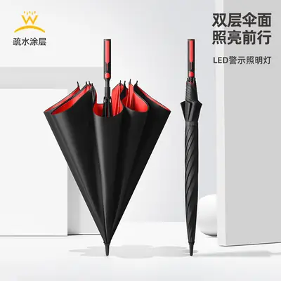 Double Handle Umbrella Black Full Fiber Long Pole Business Use
