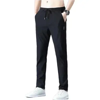 Men Black Stretch Casual Pants Plus Size Sports Wear