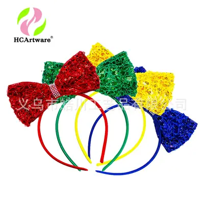 Purple Sequin Double-Bow Hairband for Girls