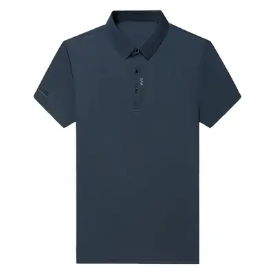 Men Navy Waffle Polo Shirt 2023 Summer