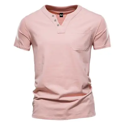 2023 V-Neck Short Sleeve Men T-Shirt White