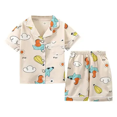 2024 Cotton Kids Pajamas Two-Piece Set Pink & Yellow Medium Large