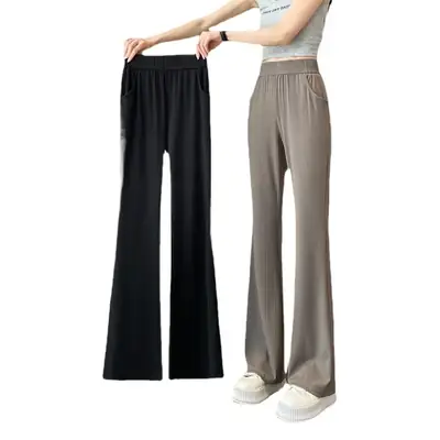 Women Ice Silk Flared Pants Summer 2023