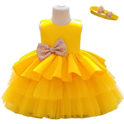 White Puffy Skirt Princess Dress for Kids Wedding Host