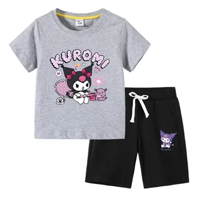 2023 Kurumi Kids Cotton 2-Piece Suit Navy Gray