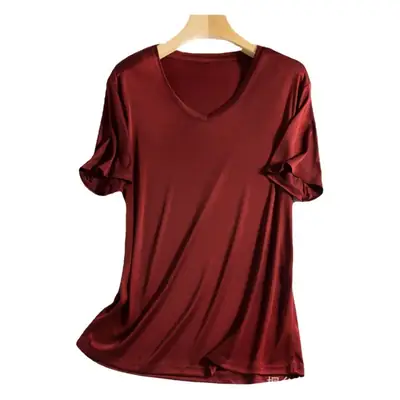 Women Japanese Linen V-Neck T-Shirt Beige