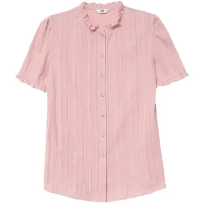 Women Cotton Pink Slim Fit Summer Shirt