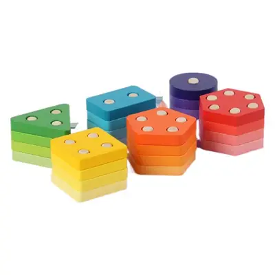 Montessori Geometry Wooden Cross-Border Children's Early Education Educational Color Cognitive Shape Matching Building Blocks Three-Dimensional