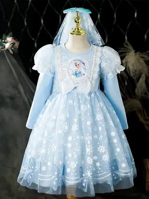 Pink Glitter Elsa Princess Dress for Girls