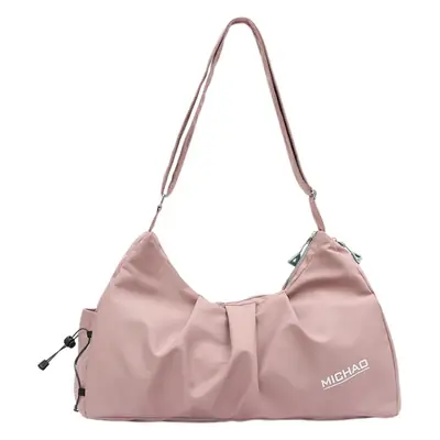 Pink Waterproof Shoulder Bag for Men Women Large Capacity
