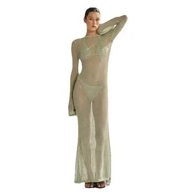 New Knitted Long-sleeve Backless Dress for Women
