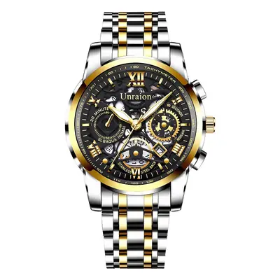 Men's Luxury Quartz Watch with 6-Hand Display & Stainless Steel Band