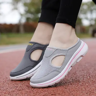Amazon Summer New Korean Style Large Size Casual Men's and Women's Single-layer Shoes Thick-soled Slip-on Sandals Mesh Breathable Half-drag