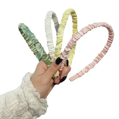 Rainbow Ruffled Hairbands for Women Sweet Satin Mori Toothless Clips