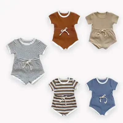 Kids Korean Style Striped T-Shirt Set
