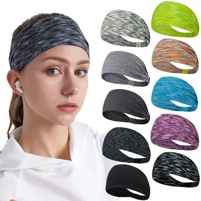 Blue Marbled Sweat-Proof Running Headband for Women